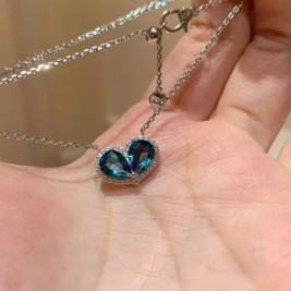 Комплект Сърца аквамарин